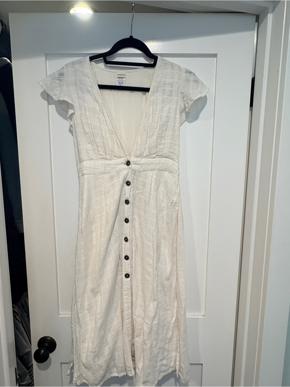 l*space Cream Button-Front Midi Dress